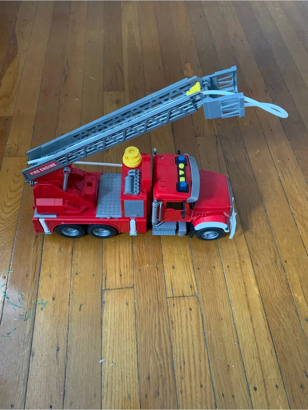 Red Kids Fire Truck Ladder Toy with water spray - Durable Play Vehicle